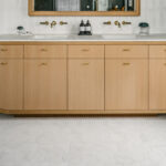 Tineke Triggs Interiors | Maison Surface Gigi Mosaic in Dolomite Honed (Floor) and Tama Mosaic in Dolomite Honed (Backsplash) | Photo by Christopher Stark Slab