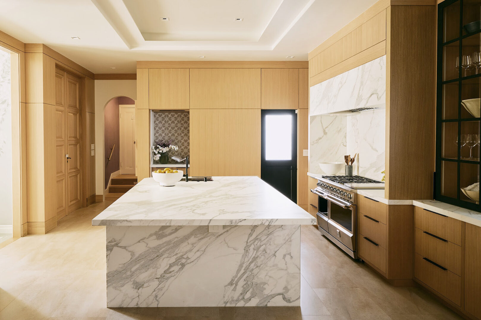 Lauren Berry Interior Design | Calacatta Oro Honed Marble | Photo by Bess Friday Slab