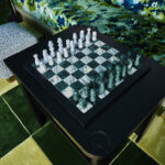 Designer: DLC-ID | Photographer: John Merkl | Materials: Cipollino Marble & Verde Alpi Serpentine Slab