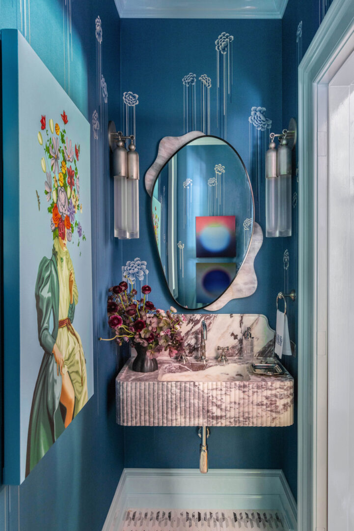 Designer: Lauren Evans | Photographer: Sen Creative | Material: Tappeti Lilac Honed Stone Mosaic Slab