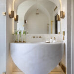 Designer: Marsh & Clark | Photographer: Paul Dyer | Materials: Dana Mosaic, Silk Tavella Pergamena & Calacatta Namibia Slab