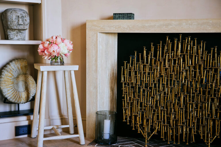 Designer: De la Cruz Interior Design | Photographer: Arthur Alvarez | Material Silver Travertine Honed & Filled