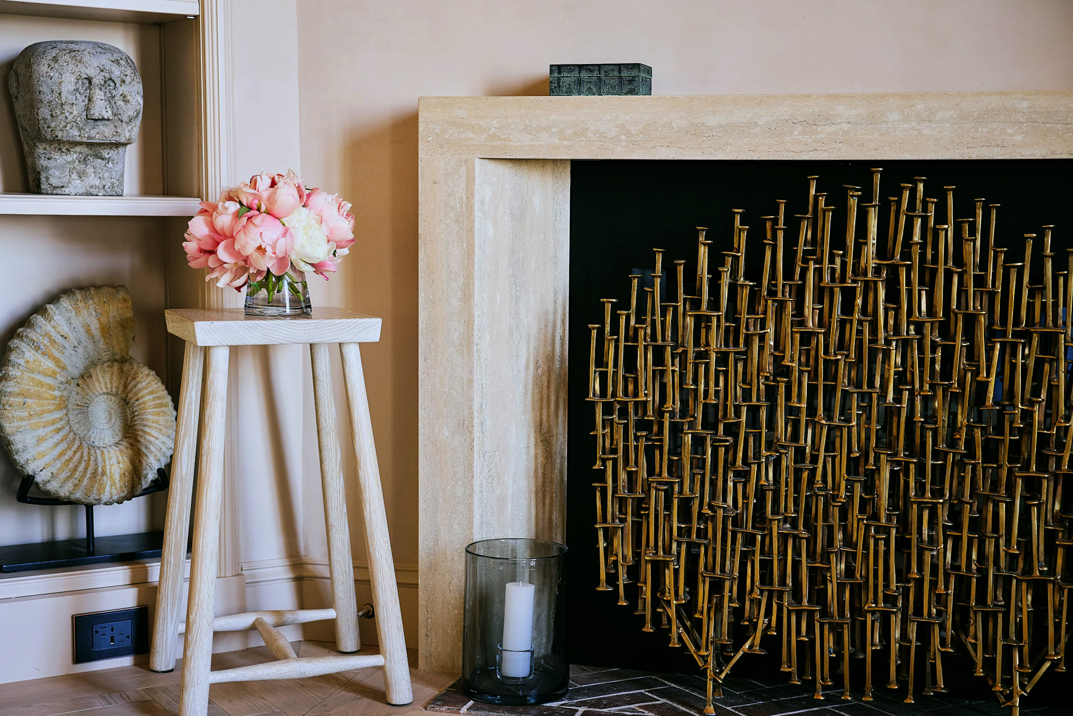 Designer: De la Cruz Interior Design | Photographer: Arthur Alvarez | Material Silver Travertine Honed & Filled