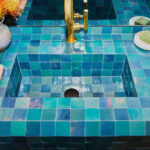 Designer: John Anderson | Photographer: Arthur Alvarez | Materials: Moroccan Zellige 2x2 Tahoe Blue Slab