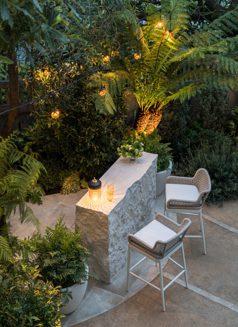 Designer: Katharine Webster | Photographer: Adam Potts | Materials: Creme du Provence Flamed & Brushed Limestone, Porto Beige Rock Face Limestone Skin, Porto Beige Honed Limestone Slab