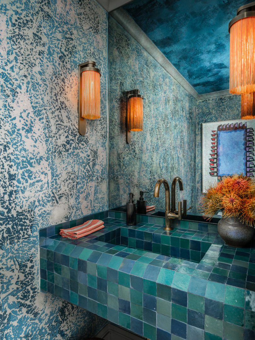Designer: John Anderson | Photographer: Christopher Stark | Materials: Moroccan Zellige 2x2 Tahoe Blue Slab