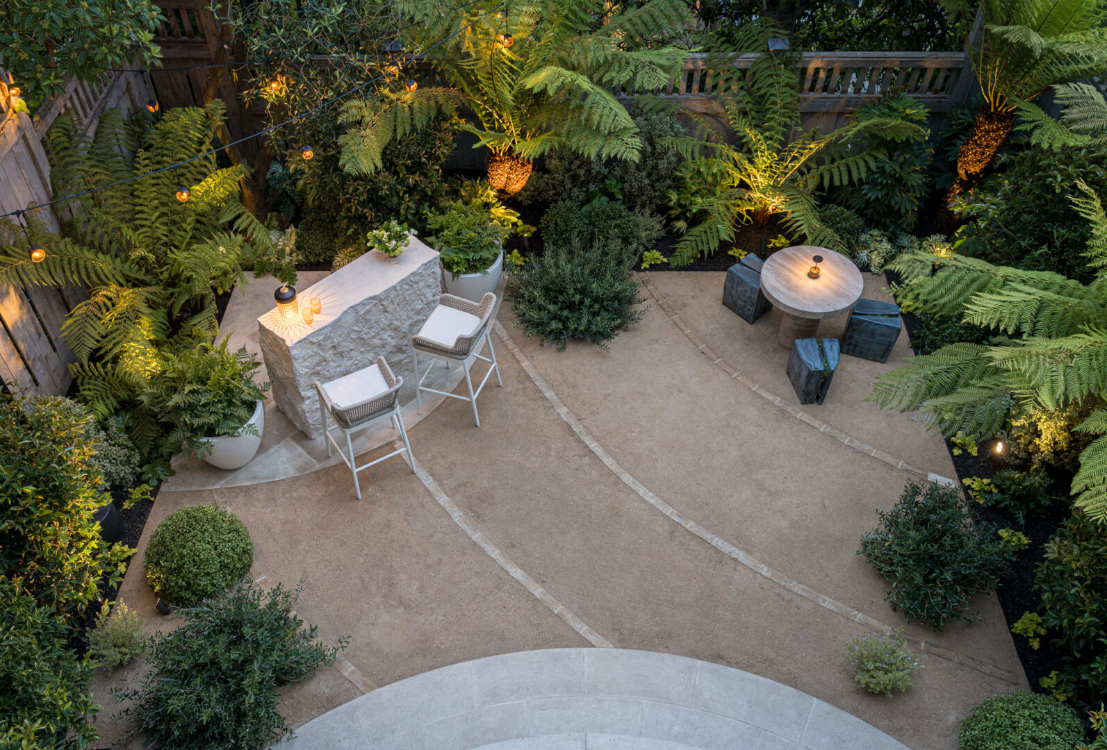 Designer: Katharine Webster | Photographer: Adam Potts | Materials: Creme du Provence Flamed & Brushed Limestone, Porto Beige Rock Face Limestone Skin, Porto Beige Honed Limestone Slab
