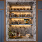 Designer: Kelly Hohla | Photographer: John Merkl | Materials: Oceanico Leathered Marble Slab