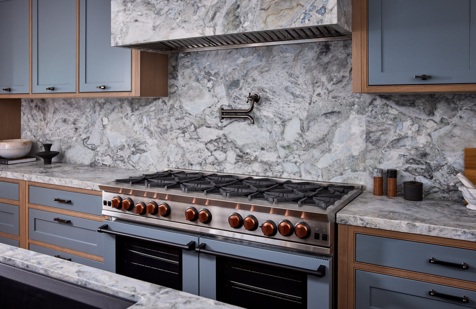 Designer: Kelly Hohla | Photographer: John Merkl | Materials: Oceanico Leathered Marble Slab