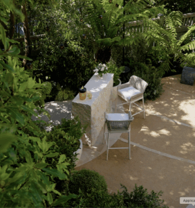 Designer: Katharine Webster | Photographer: Arthur Alvarez | Materials: Creme du Provence Flamed & Brushed Limestone, Porto Beige Rock Face Limestone Skin, Porto Beige Honed Limestone