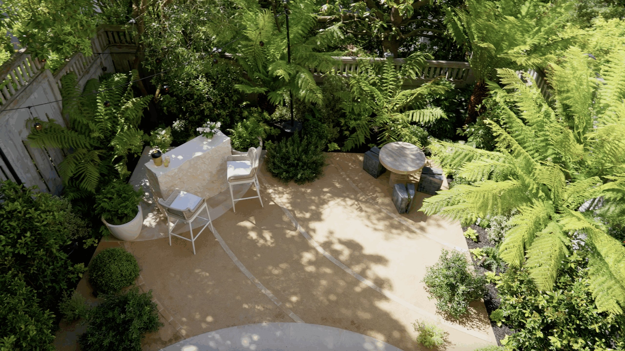 Designer: Katharine Webster | Photographer: Arthur Alvarez | Materials: Creme du Provence Flamed & Brushed Limestone, Porto Beige Rock Face Limestone Skin, Porto Beige Honed Limestone
