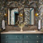 Designer: Jeffrey Neve Interior Design | Photographer: R. Brad Knipstein | Contractor: Murphy McKenna Construction | Materials: Venezia Warm White Thassos Tumbled Mosaic by Dulcet Tile (floor); Corinthian Beige Marble (countertop) Slab