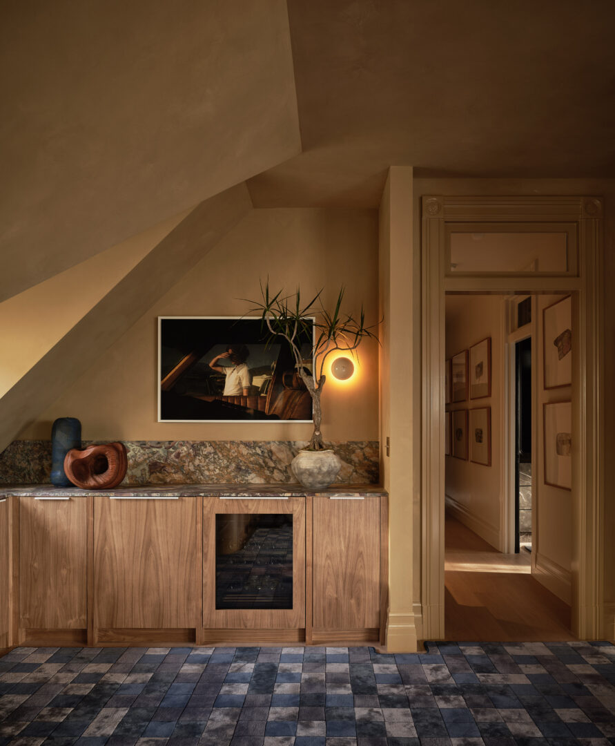 Designer: AubreyMaxwell Design & Perez Construction | Photographer: R. Brad Knipstein | Material: Breccia De Vendome Marble (countertop) Slab