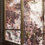 Designer: Lizette Marie Interior Design | Photographer: Jose Manuel Alorda | Contractor: Cook Construction | Materials: Cherry Blossoms Marble, Octavia Bianco Dolomite w/ Calacatta Zebrino Mosaic by Dulcet Tile