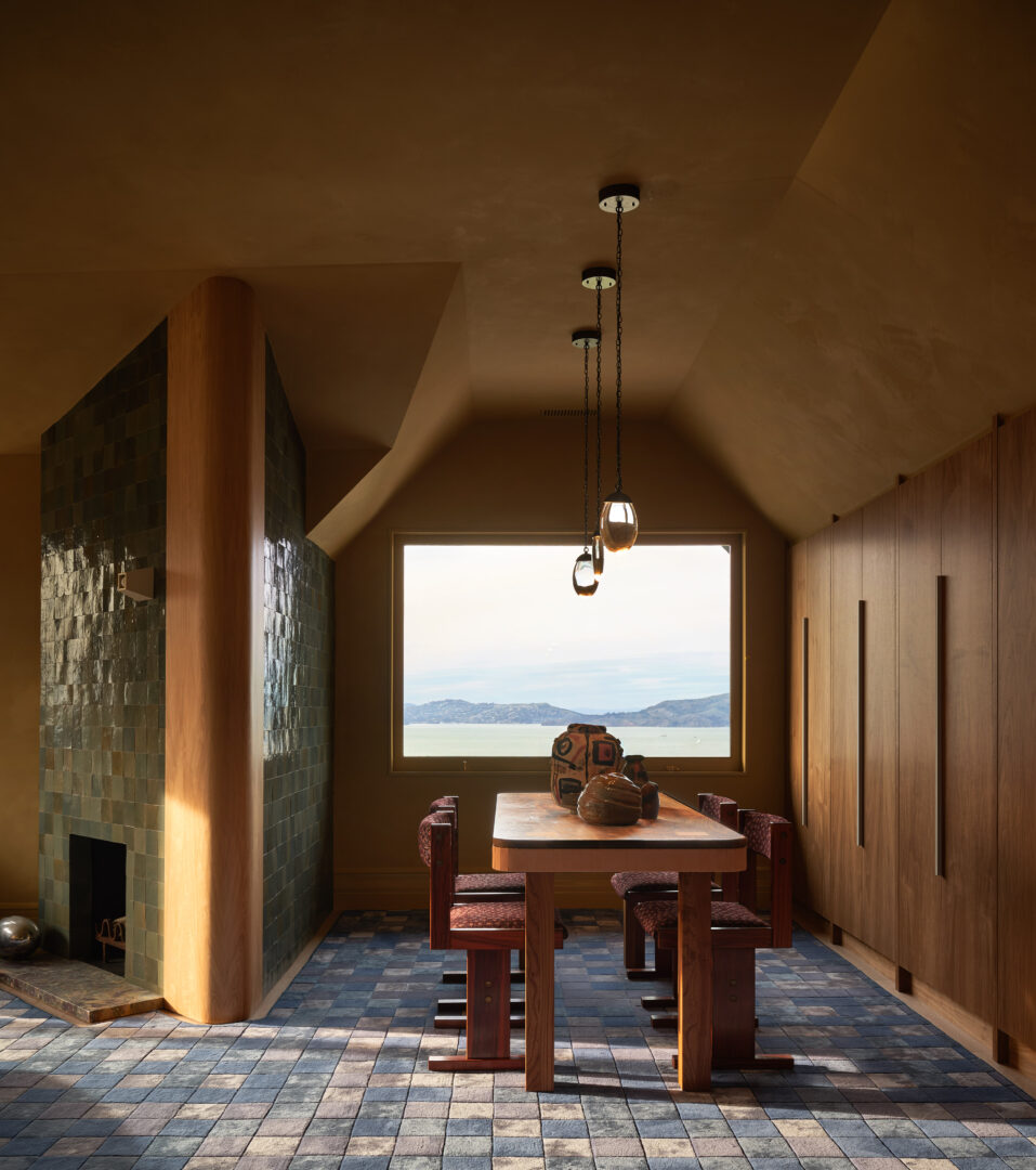 Designer: AubreyMaxwell Design & Perez Construction | Photographer: R. Brad Knipstein | Material: Juniper Zellige Tile (fireplace) Slab
