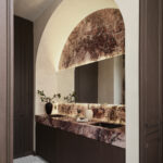 Designer: Lizette Marie Interior Design | Photographer: Jose Manuel Alorda | Contractor: Cook Construction | Materials: Cherry Blossoms Marble, Octavia Bianco Dolomite w/ Calacatta Zebrino Mosaic by Dulcet Tile