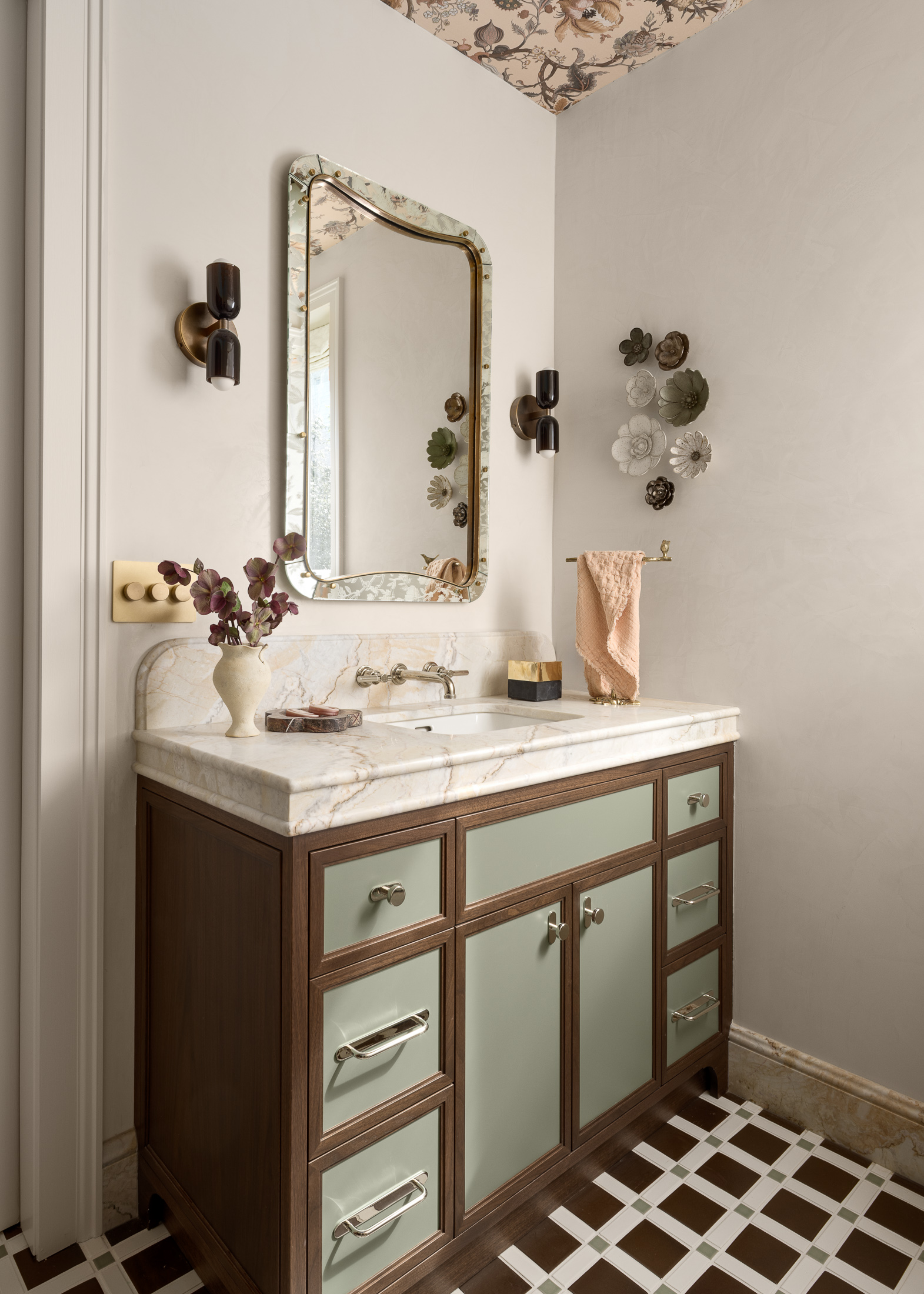 Designer: Sonoma Interiors | Photographer: Tim D. Coy Photography | Contractor: Dotto Company | Materials: Dolce Vita Marble, Essential Collection in Colors: Whidbey, Maize Brown, & White Celadon by McIntyre Tile