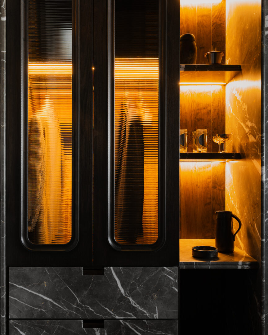 Designer: Studio Alexander | Photographer: Dane Deaner | Contractor: Cliff Point Construction | Material: Collemandina Marble Slab