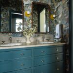 Designer: Jeffrey Neve Interior Design | Photographer: R. Brad Knipstein | Contractor: Murphy McKenna Construction | Materials: Venezia Warm White Thassos Tumbled Mosaic by Dulcet Tile (floor); Corinthian Beige Marble (countertop) Slab