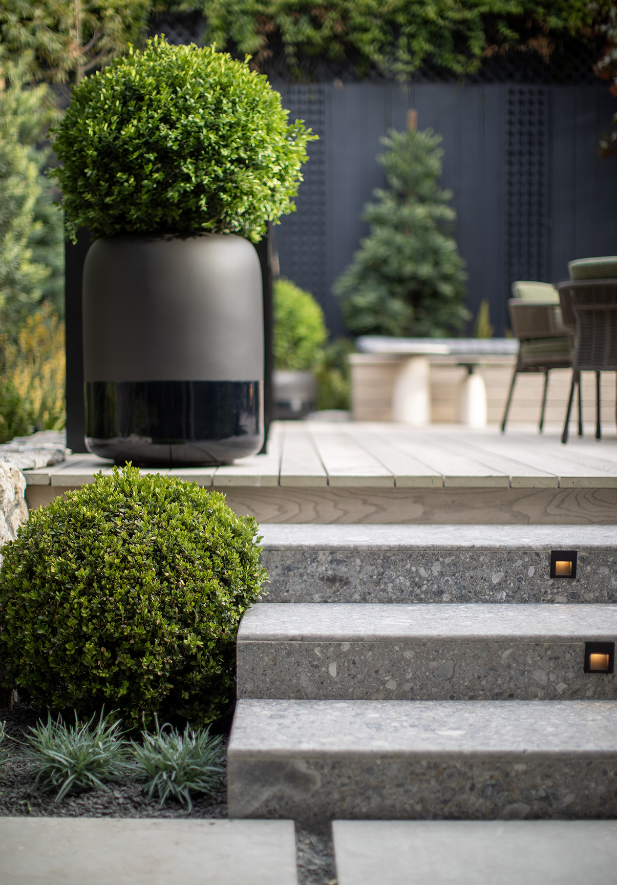 Designer: Martinelli Design | Photographer: Paul Dyer | Young and Burton | Materials: Ceppo Di Gre Limestone, Seville Limestone, Como Taupe Limestone, Indiana Limestone, Ivory & Silver Travertine Veneer