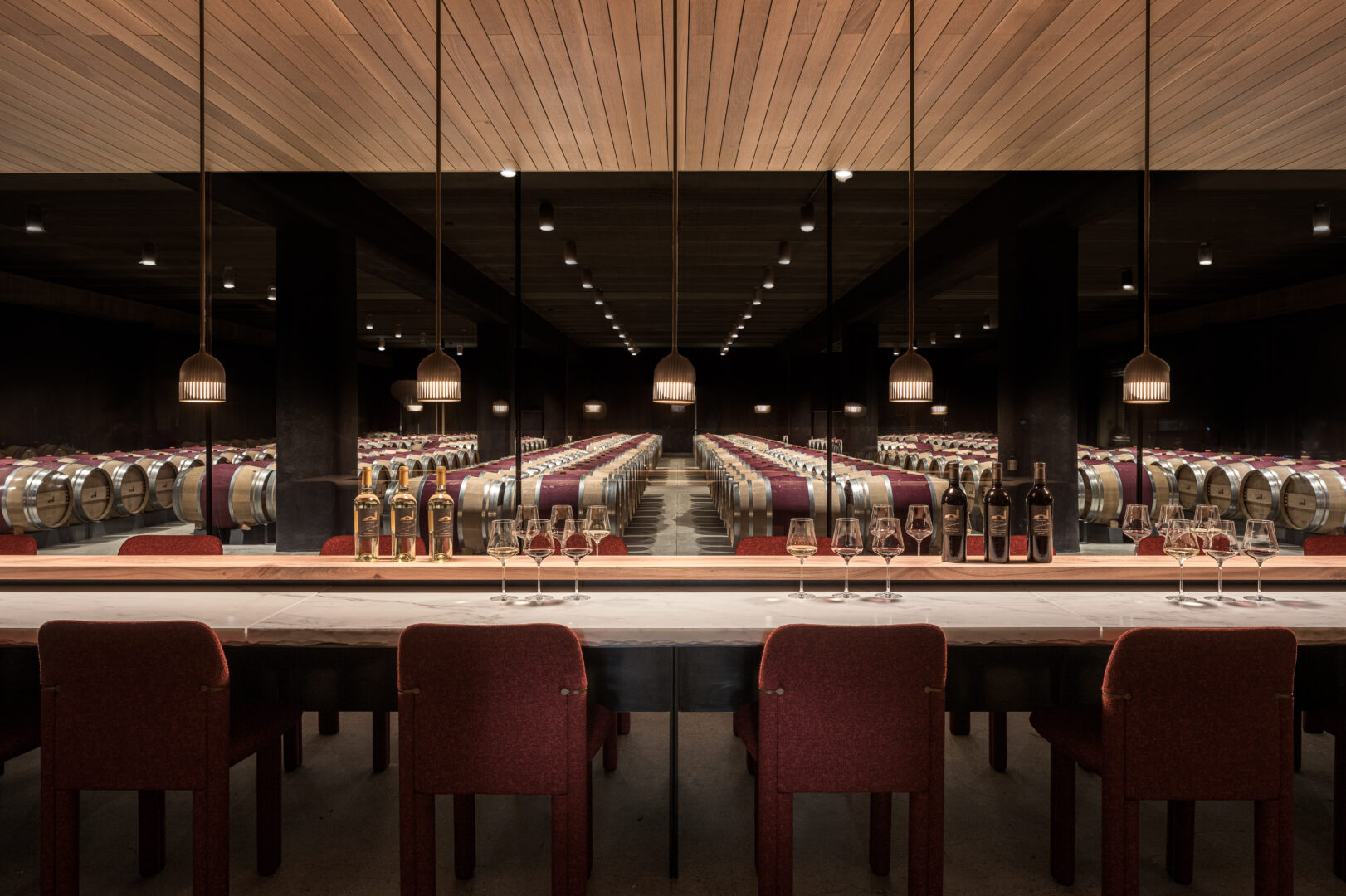 Architects: Aidlan Darling , BAR Architects, LA: Surface Design | Designer: BAMO | Builder: Cello Maudru Construction | Photographer: Adam Potts | Material: Calacatta Caldia Marble Honed & Chiseled Slab